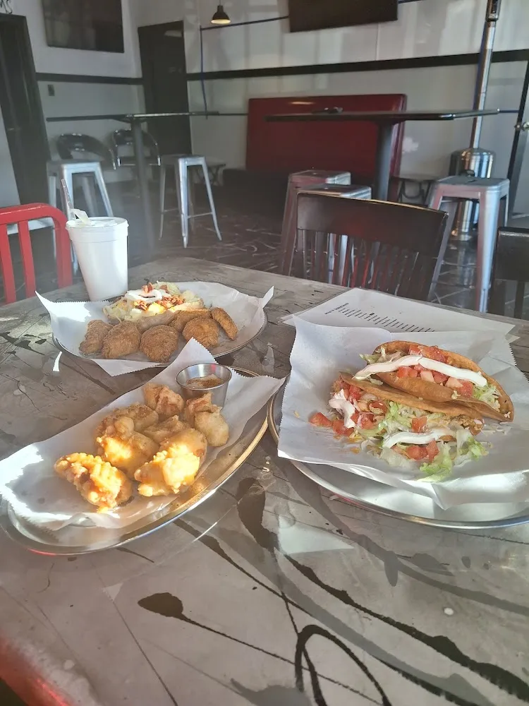 Chicken Wings Salmon Bites and Tacos